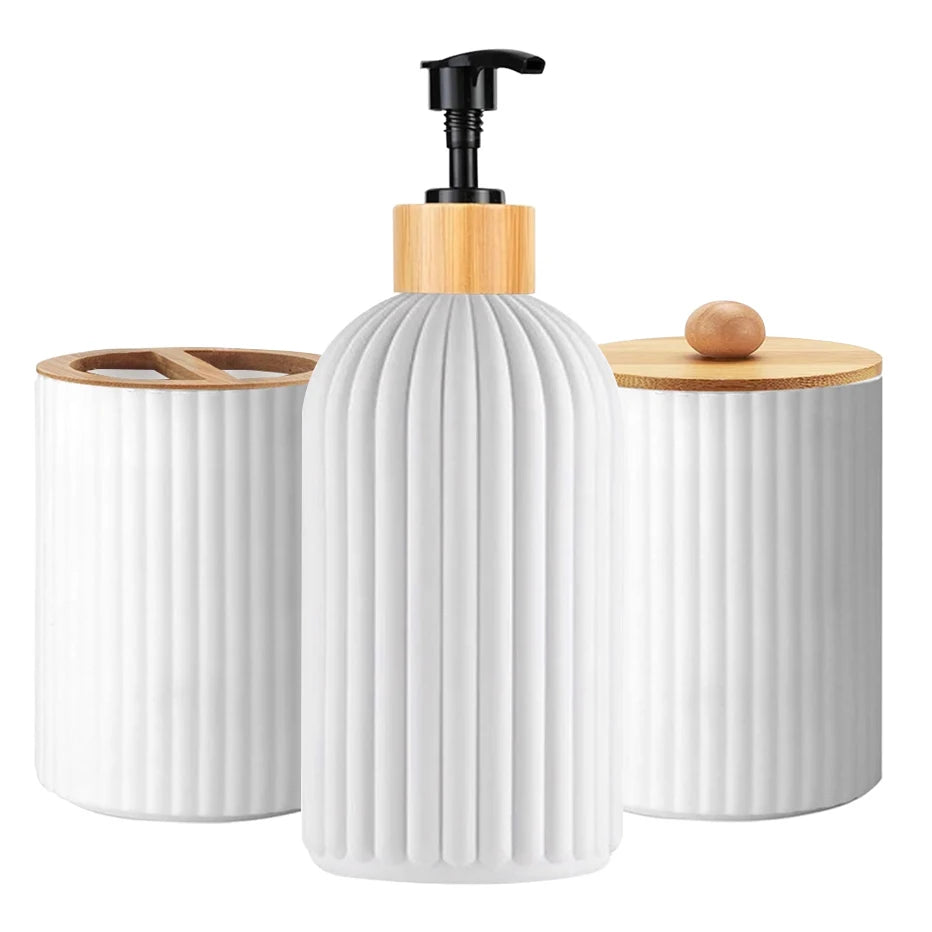 Bathroom Countertop Container Hand Soap Dispenser Cotton Ball Storage Box Toothbrush Holder Home Decoration Organizer - Problems Solved