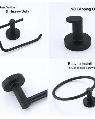 Bathroom Hardware Black Robe Hook Towel Rail Bar Rack Bar Shelf Tissue Paper Holder