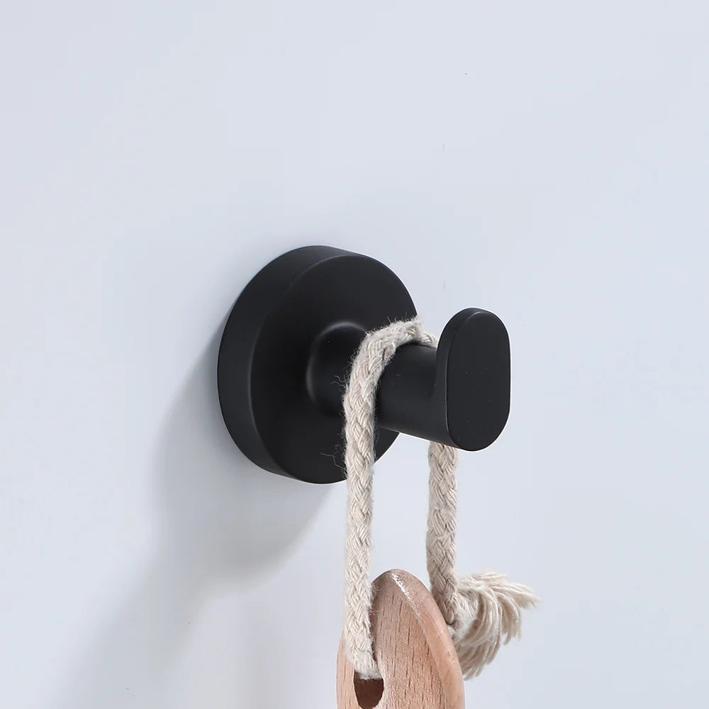 Bathroom Hardware Black Robe Hook Towel Rail Bar Rack Bar Shelf Tissue Paper Holder