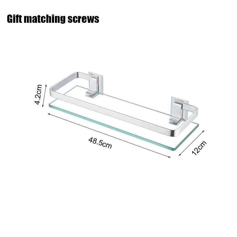 Glass Shelf Bathroom Items Bore Storage Shower Organiser Accessories Organizers Wall Shelves Hardware Fixture Home Improvement - Problems Solved