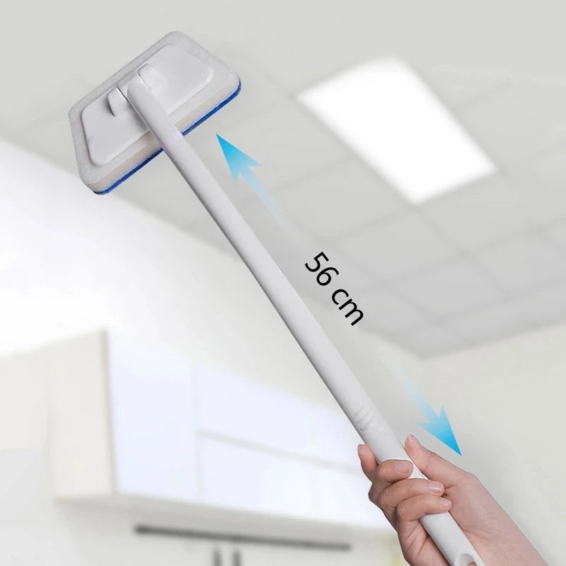 Problems Solved bathroom sponge cleaning brush with long handle, multi-functional tool for scrubbing sinks, tubs, and tiles.