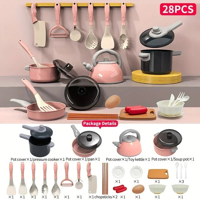 Kids Kitchen Set with Realistic Cooking Tools Creative Role Play - Problems Solved