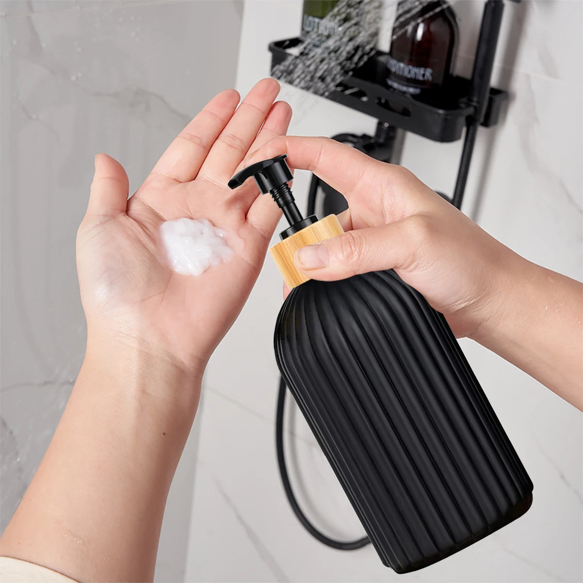Bathroom Countertop Container Hand Soap Dispenser Cotton Ball Storage Box Toothbrush Holder Home Decoration Organizer - Problems Solved