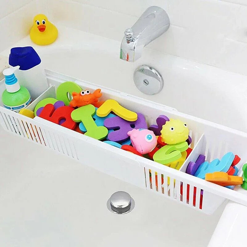 Bathtub Caddy Tray Basket Retractable Multifunction Bathroom Storage Bracket Drain Shelf Rack Bath Toys Organizer For Bathroom - Problems Solved
