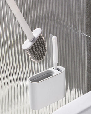 Wall Hanging Toilet Brush with Holder Long Handled Silicone Toilet Brush Soft Bristles WC Cleaning Brush Bathroom Accessories - Problems Solved
