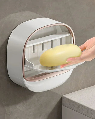 Bathroom Drain Soap Box Wall Mounted ABS Soap Box with Lid Waterproof Soap Dish Dishes Storage Box Travel Organizer Case Storage - Problems Solved