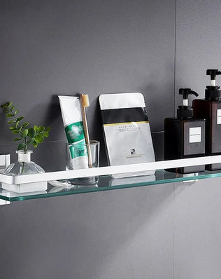 Glass Shelf Bathroom Items Bore Storage Shower Organiser Accessories Organizers Wall Shelves Hardware Fixture Home Improvement - Problems Solved