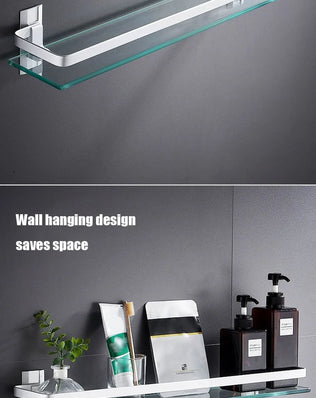 Glass Shelf Bathroom Items Bore Storage Shower Organiser Accessories Organizers Wall Shelves Hardware Fixture Home Improvement - Problems Solved
