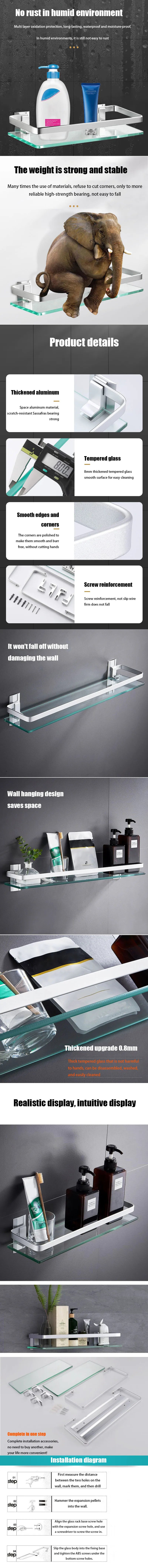 Glass Shelf Bathroom Items Bore Storage Shower Organiser Accessories Organizers Wall Shelves Hardware Fixture Home Improvement - Problems Solved