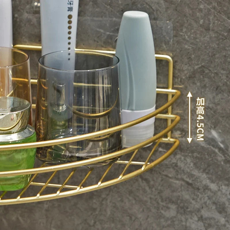 Bathroom Shelf Wall Mounted Corner Storage Shelves Shampoo Holder Cosmetic Rack Iron Shower Drain Basket Bathroom Organizer - Problems Solved