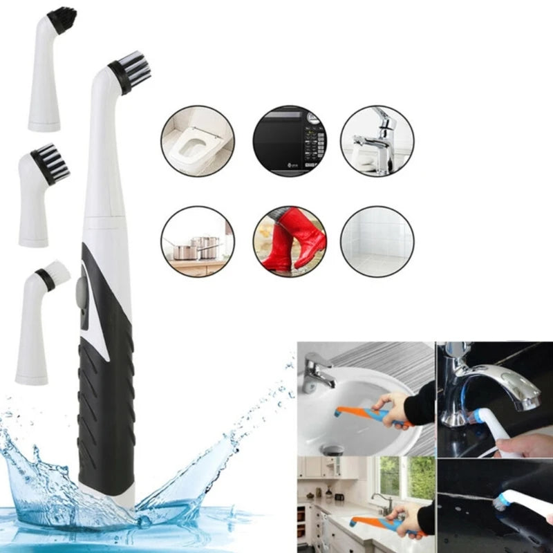 Bathroom Electric Brush Shoe Brush Cleaning Tool Gaps Corner Cleaning Wireless Cleaning Brush with 4Pcs Brush Heads - Problems Solved
