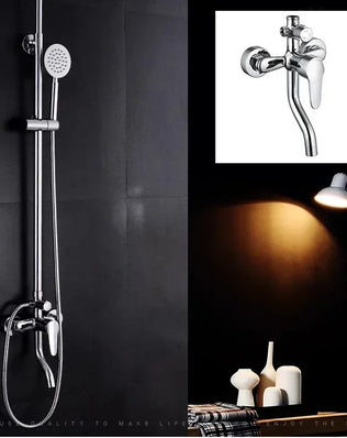 Wall-mounted bathroom mixer tap by Problems Solved with adjustable hot and cold water modes and three-shower settings