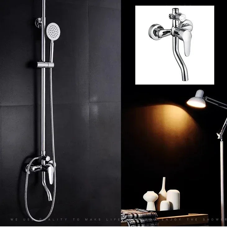 Wall-mounted bathroom mixer tap by Problems Solved with adjustable hot and cold water modes and three-shower settings