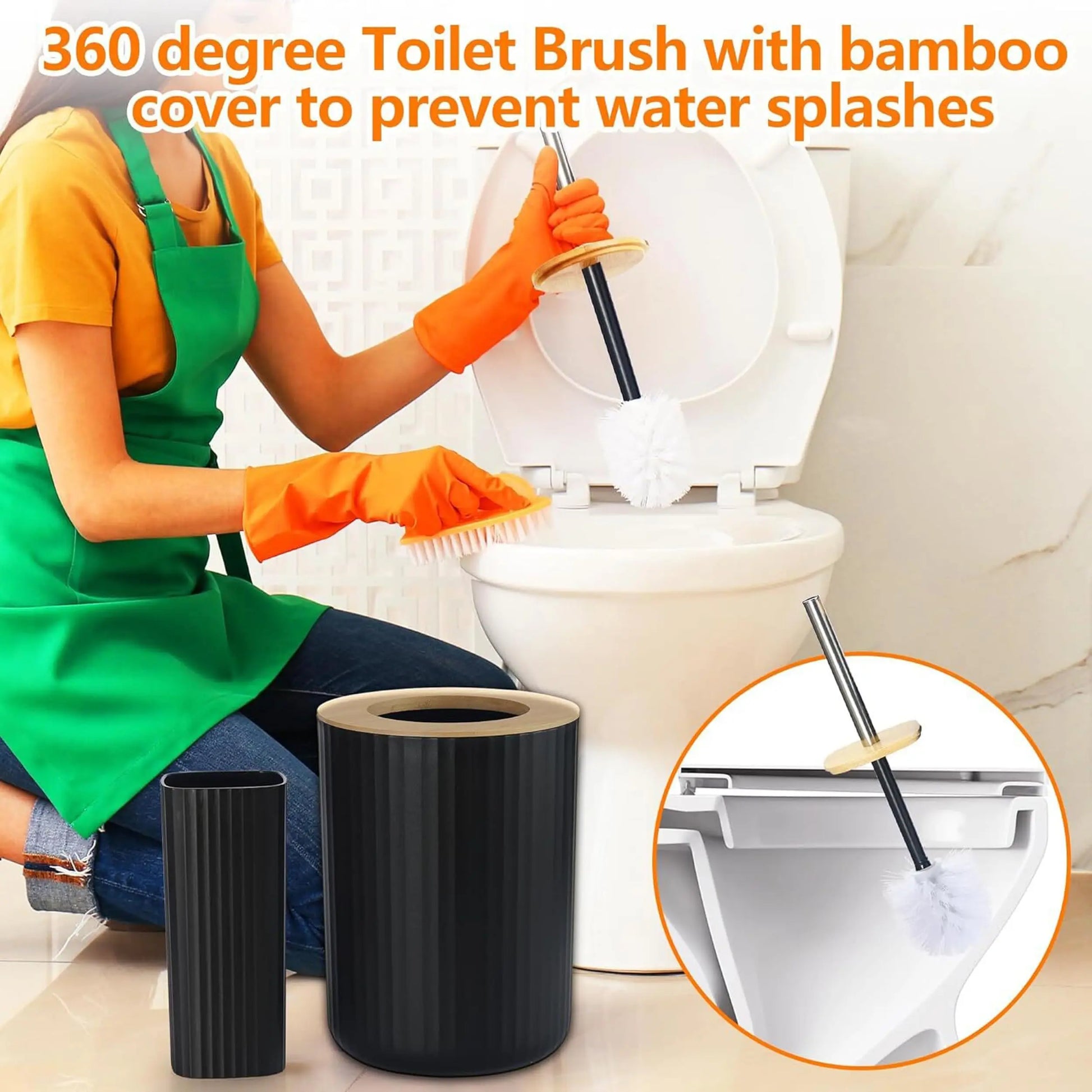 Modern Bathroom Essentials Set/Includes Toothbrush Holder, Waste Bin, Toilet Brush, Cup, Soap Dish and Soap Dispenser - Problems Solved