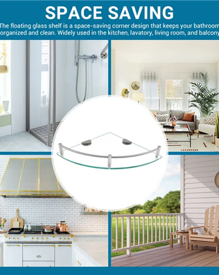 B97A-Bathroom Shelves, Bathroom Glass Corner Shelf Triangle Wall Mounted ,Tempered Glass Shelf For Storing Shower Gel/Soap - Problems Solved