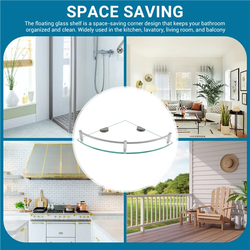 B97A-Bathroom Shelves, Bathroom Glass Corner Shelf Triangle Wall Mounted ,Tempered Glass Shelf For Storing Shower Gel/Soap - Problems Solved