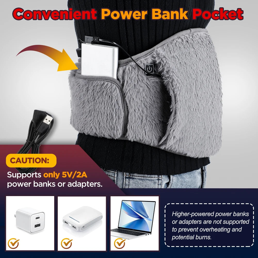 3 Levels Electric Heating Abdomen Belt  Cold-Proof Uterine Belt Hand Waist Warming Pad  Women Menstrual Relief Pain USB Charging - Problems Solved