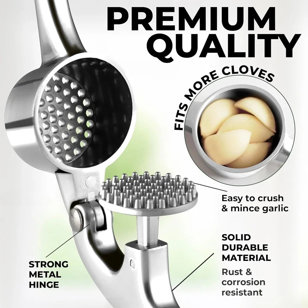Kitchen Gadgets Garlic Press Stainless Steel Garlic Mincer Garlic Peeler and Cleaning Brush Ginger Peeler Household Tools - Problems Solved
