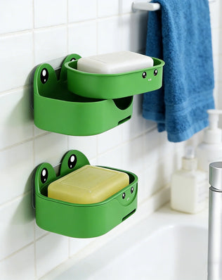 Creative and Adorable Double-Layer Frog-Shaped Bathroom Organizer with Waterproof Drainage - Home, Kids, and Student Essentials - Problems Solved