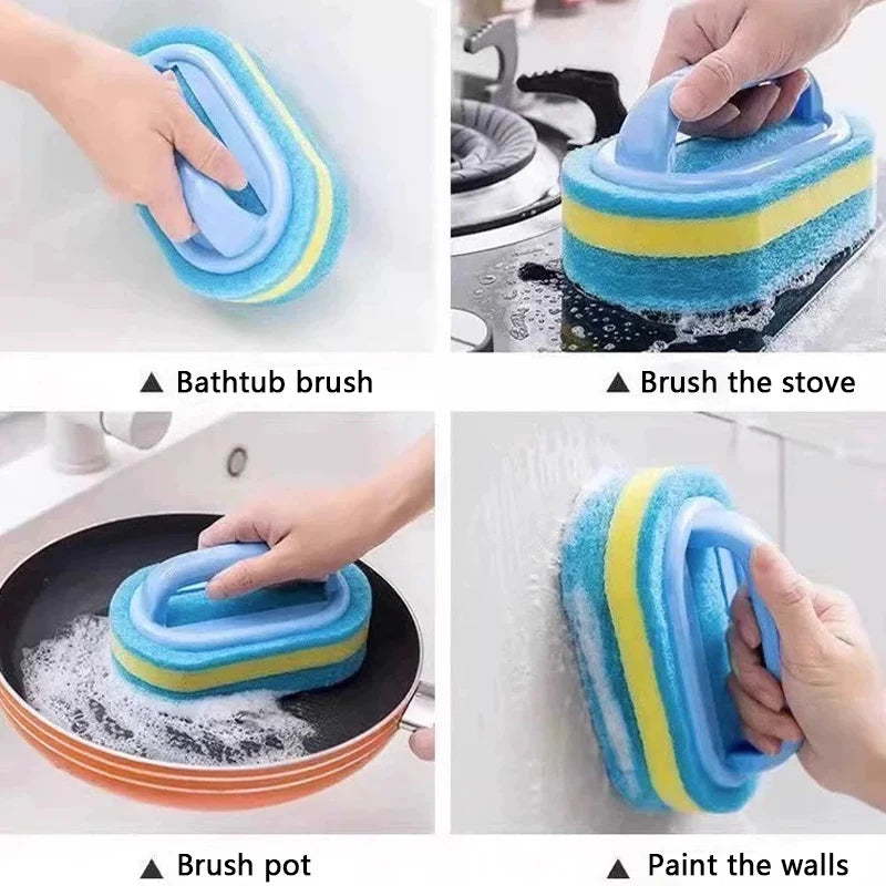 3PCS Cleaning Brush With Handle Sponge Wiping Kitchen Cleaning - Problems Solved