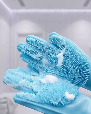 Pet Grooming Cleaning Gloves Dog Cat Bathing Shampoo Glove Scrubber Magic Dishwashing Cleanner Sponge Silicon Hair Removal Glove - Problems Solved