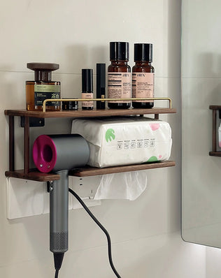Wall-Mounted Wooden Bathroom Storage Rack Multi-Layer Vanity Organizer for Towels And Cosmetics Home Vanity Countertop Solution - Problems Solved