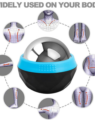 Cold Massage Roller Ball Handheld Heat Relief Stainless Steel Rolling Ice Ball for Shoulder Blue Black Ice Ball Massager - Problems Solved