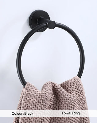 Bathroom Hardware Black Robe Hook Towel Rail Bar Rack Bar Shelf Tissue Paper Holder
