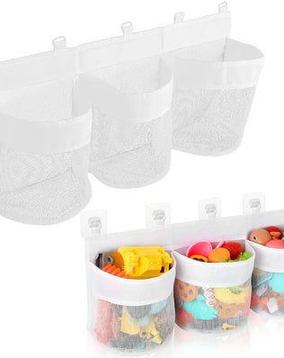 Bathroom Kids Toy Storage Bag - Multi-Compartment Wall Hanging Organizer with Drainage Holes, Large Capacity & Anti-Mold Mesh - Problems Solved
