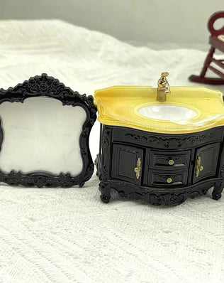 Dollhouse Decoration Accessories; Mini Bathroom Furniture with Basin, Sink and Mirror. - Problems Solved