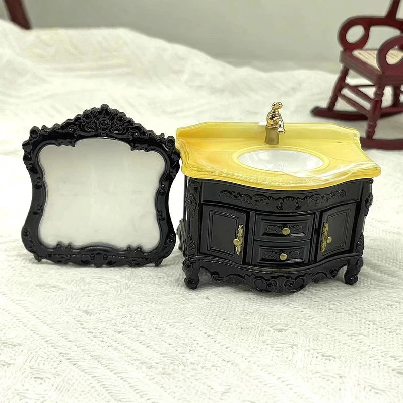 Dollhouse Decoration Accessories; Mini Bathroom Furniture with Basin, Sink and Mirror. - Problems Solved
