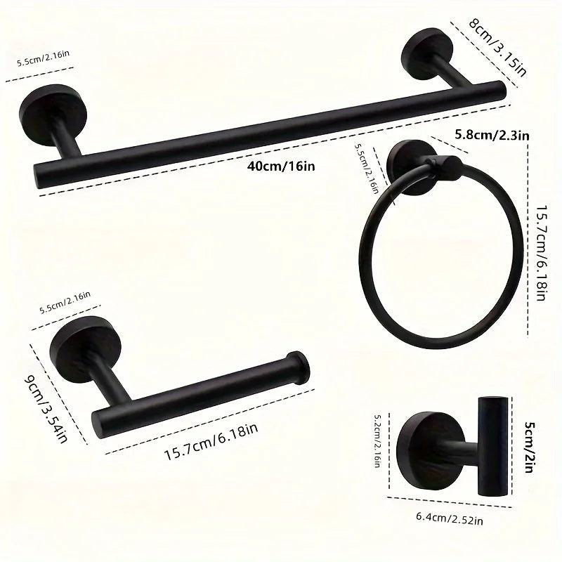 5-piece wall mounted hardware bathroom accessories, stainless steel towel bar, towel ring, toilet paper holder hook bathroom kit - Problems Solved