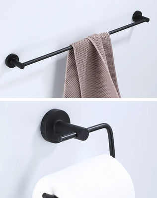 Bathroom Hardware Black Robe Hook Towel Rail Bar Rack Bar Shelf Tissue Paper Holder