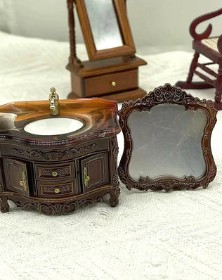 Dollhouse Decoration Accessories; Mini Bathroom Furniture with Basin, Sink and Mirror. - Problems Solved