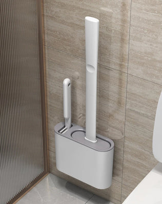 Wall Hanging Toilet Brush with Holder Long Handled Silicone Toilet Brush Soft Bristles WC Cleaning Brush Bathroom Accessories - Problems Solved