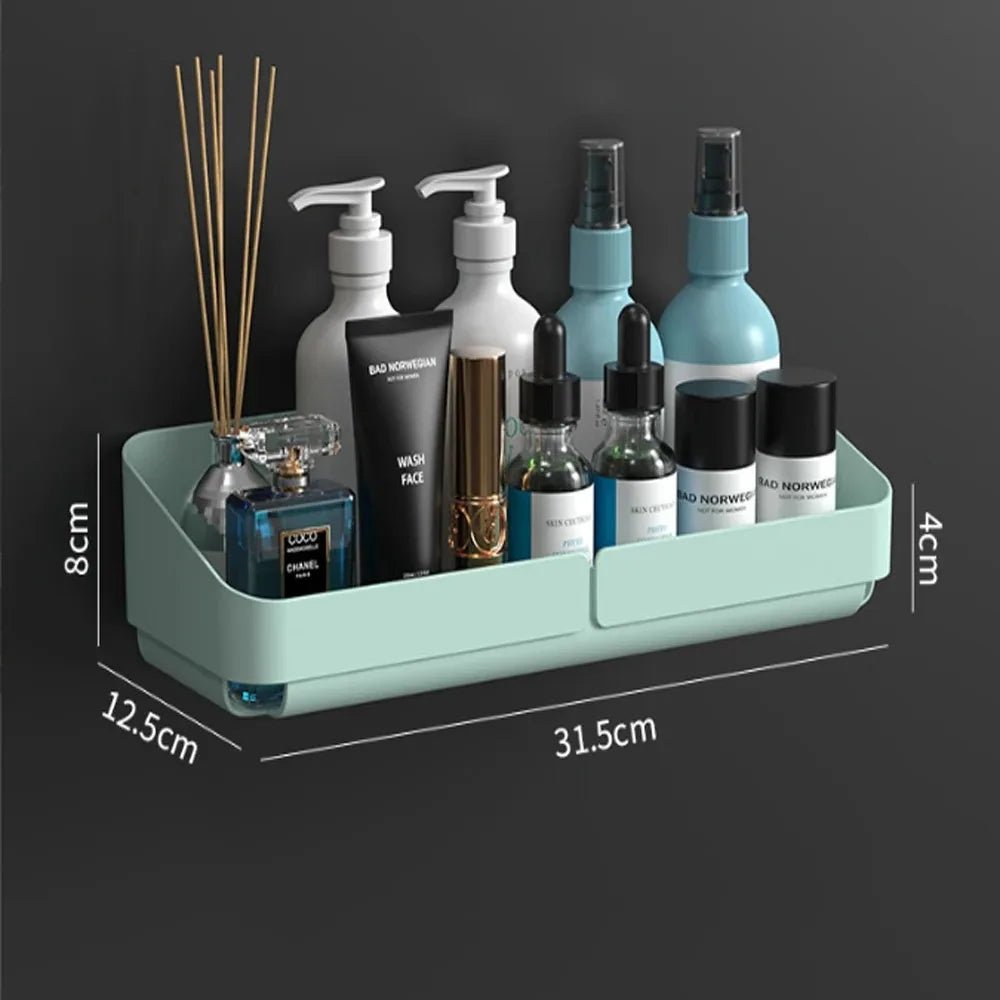 Bathroom  Kitchen Convenience Rack Shelf Makeup Storage Organizer Cosmetics Shampoo Rack Shower Shelf Wall Spice No Drilling - Problems Solved