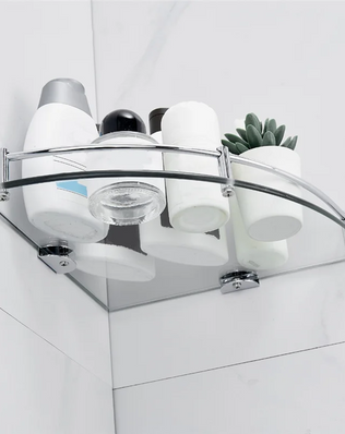 B97A-Bathroom Shelves, Bathroom Glass Corner Shelf Triangle Wall Mounted ,Tempered Glass Shelf For Storing Shower Gel/Soap - Problems Solved