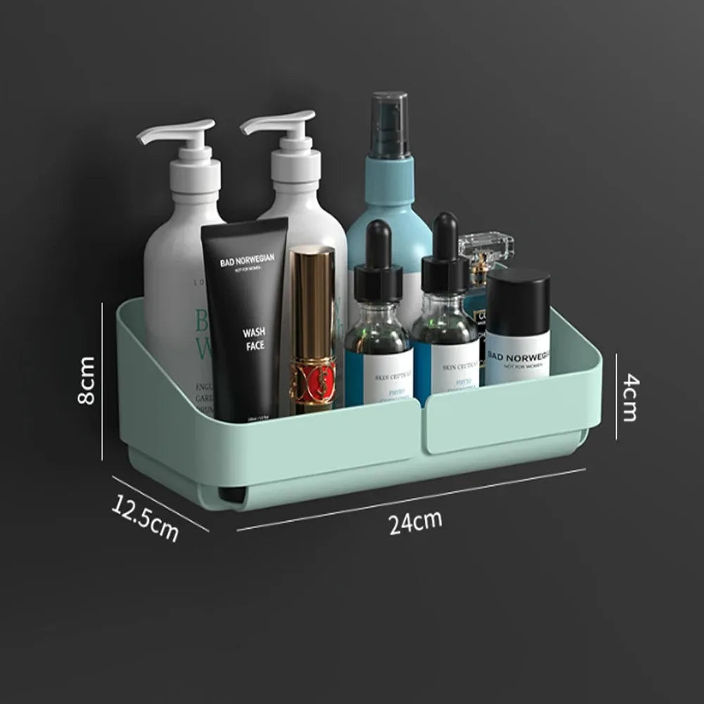 Bathroom  Kitchen Convenience Rack Shelf Makeup Storage Organizer Cosmetics Shampoo Rack Shower Shelf Wall Spice No Drilling - Problems Solved