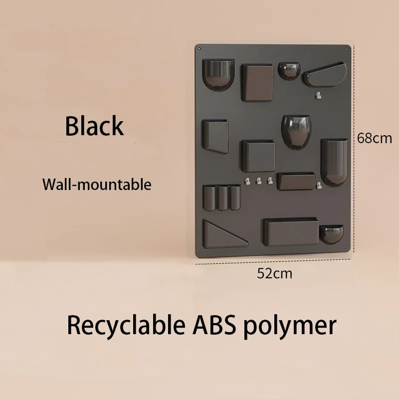 Problems Solved wall organizer with desktop shelf for offices, kitchens, workshops, bathrooms, and children's rooms, wall storage rack.