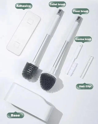 Bathroom Cleaning Made Easy with 4-In-1 Multifunctional Toilet Brush, Full 360° No Dead Corner Cleaning Set. - Problems Solved