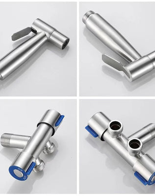 Bathroom toilet matching bidet spray set, one in two out double control double out faucet, with 1.5M flexible hose - Problems Solved