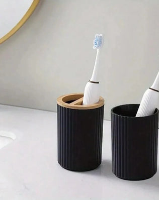 Modern Bathroom Essentials Set/Includes Toothbrush Holder, Waste Bin, Toilet Brush, Cup, Soap Dish and Soap Dispenser - Problems Solved