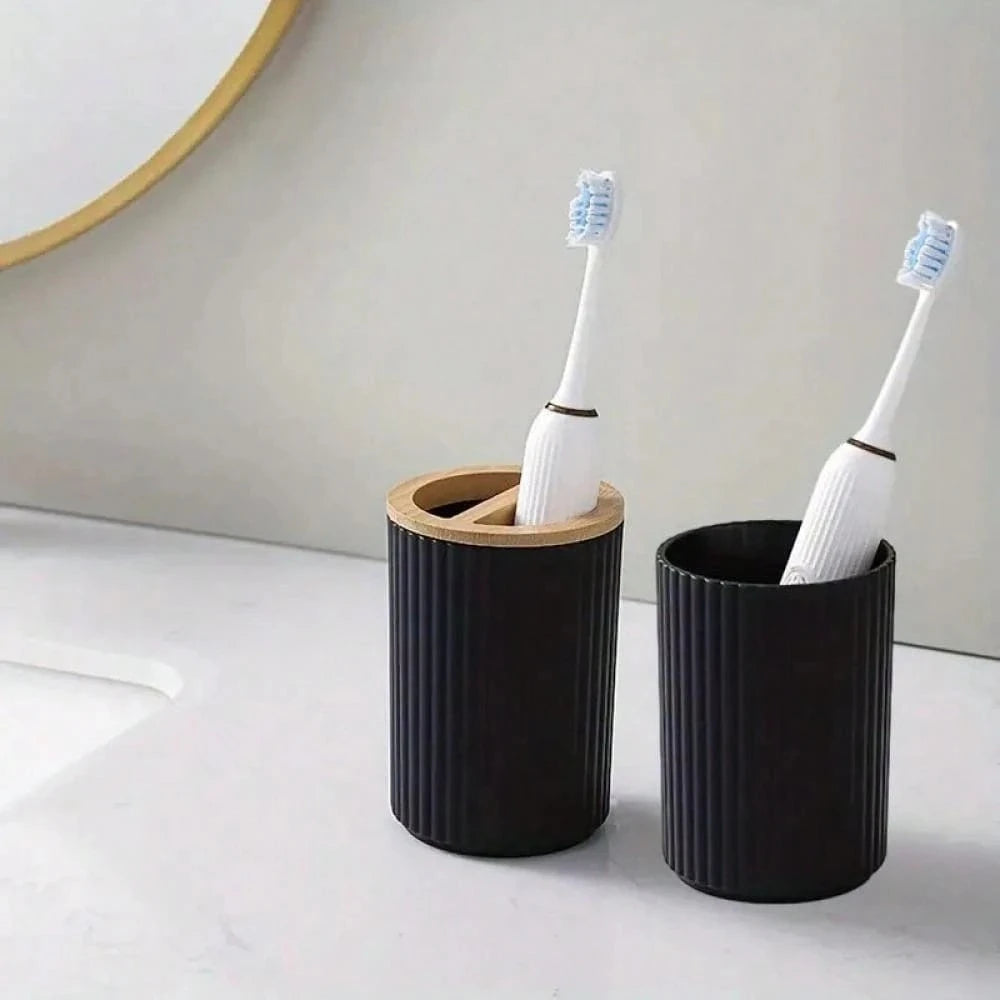 Modern Bathroom Essentials Set/Includes Toothbrush Holder, Waste Bin, Toilet Brush, Cup, Soap Dish and Soap Dispenser - Problems Solved