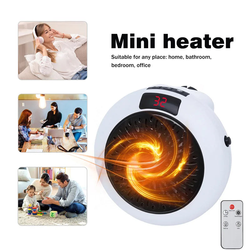 Air Heater Silent Remote Fast Heat Thermostat Electric Portable Heater Mini Wall Mount Home Office Desktop Warm Air Heater - Problems Solved
