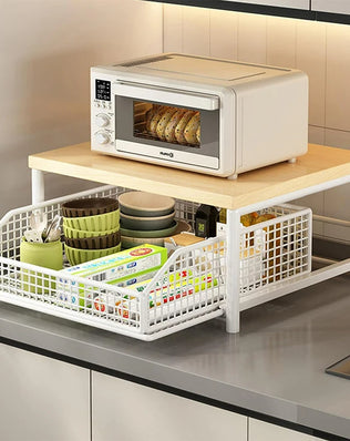 Kitchen Countertop Organizer – Multi-Use Shelf for Microwave, Spices, Coffee Machine & Printer - Problems Solved
