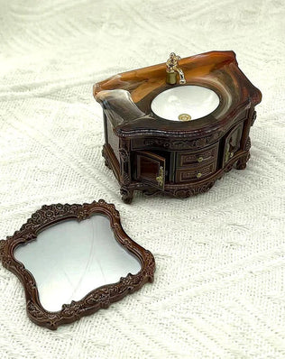 Dollhouse Decoration Accessories; Mini Bathroom Furniture with Basin, Sink and Mirror. - Problems Solved