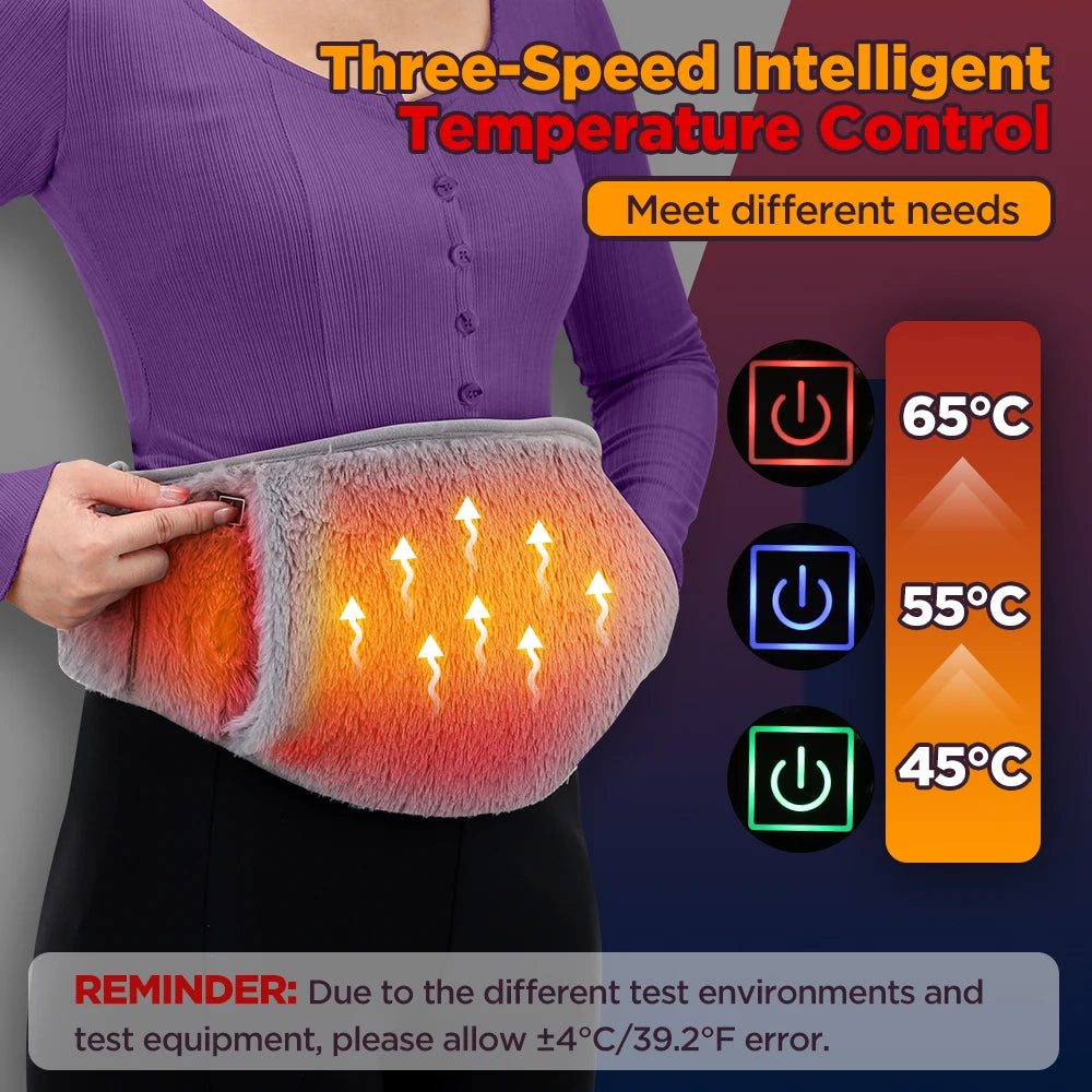 3 Levels Electric Heating Abdomen Belt  Cold-Proof Uterine Belt Hand Waist Warming Pad  Women Menstrual Relief Pain USB Charging - Problems Solved