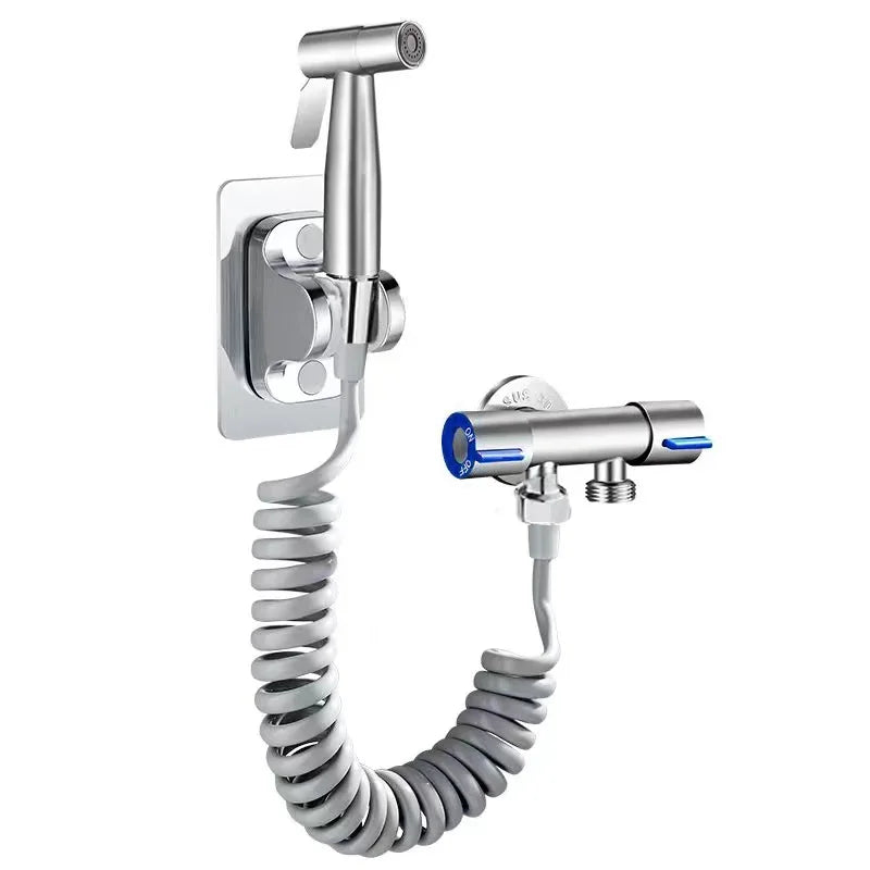Bathroom toilet matching bidet spray set, one in two out double control double out faucet, with 1.5M flexible hose - Problems Solved