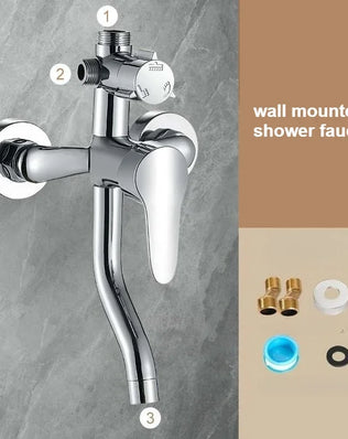 Wall-mounted Problems Solved bathtub faucet with shower accessory, hot and cold water mixer, adjustable 3-mode bathroom tap.