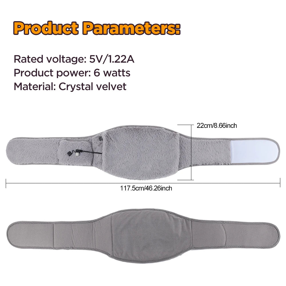 3 Levels Electric Heating Abdomen Belt  Cold-Proof Uterine Belt Hand Waist Warming Pad  Women Menstrual Relief Pain USB Charging - Problems Solved